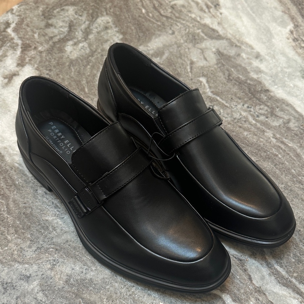 NEW Perry Ellis Portfolio Drexler Black Ultra Foam Dress Shoes Men’s Sz 10 Wide